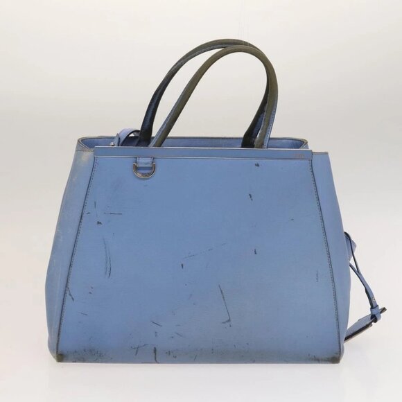 FENDI Zucca Canvas Hand Bag Leather 2 Set Light Blue Black Brown Auth 132508 - Picture 2 of 15